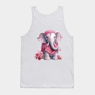 Pink Christmas Elephant Tank Top